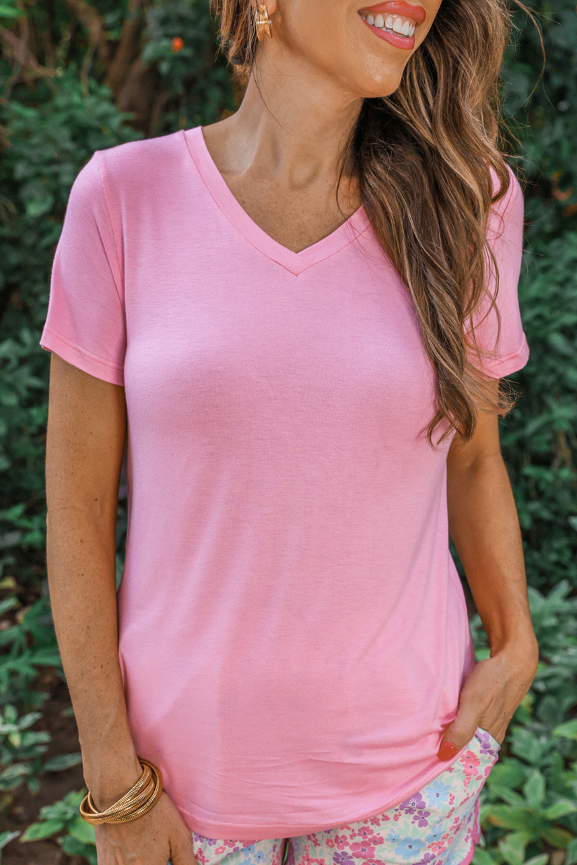 Basic Short Sleeve Tee -LIGHT PINK
