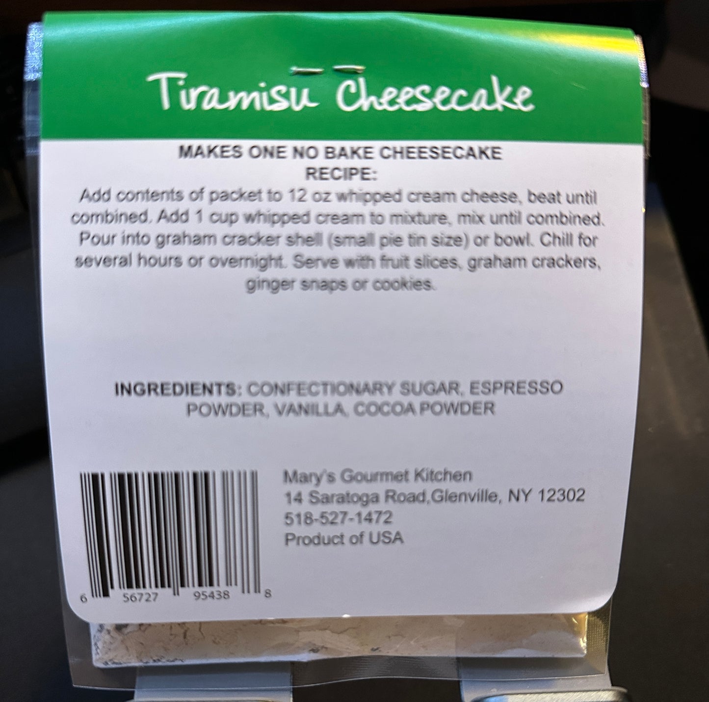 Tiramisu cheesecake no bake or dip mix