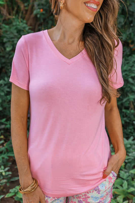 Basic Short Sleeve Tee -LIGHT PINK